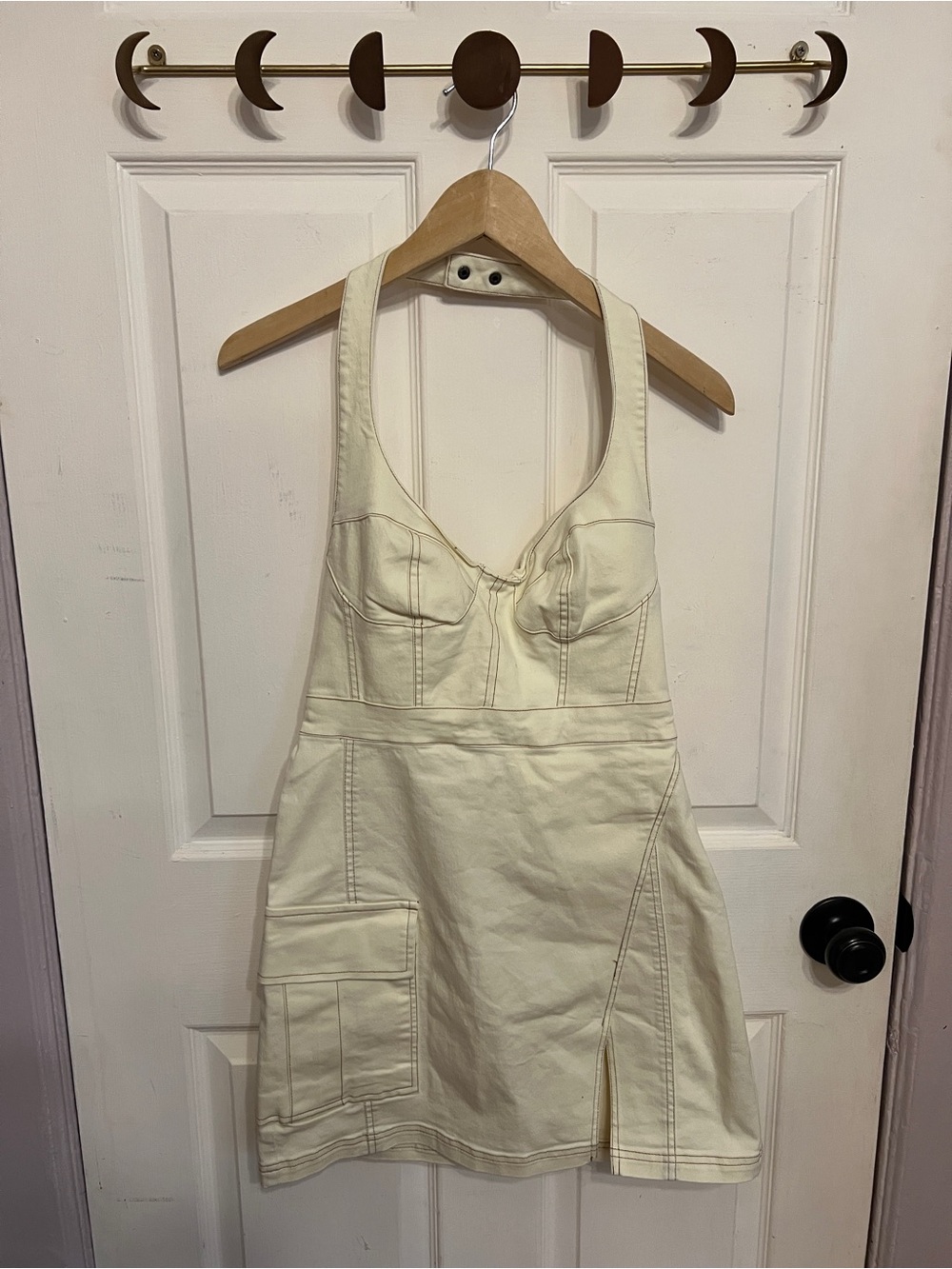 Urban Outfitters Cream Halter Bustier Romper Dress